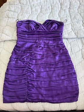 zara purple strapless dress ZARA NWT WOMAN OFF-THE-SHOULDER VOLUMINOUS MINI DRESS PURPLE SIZE SMALL